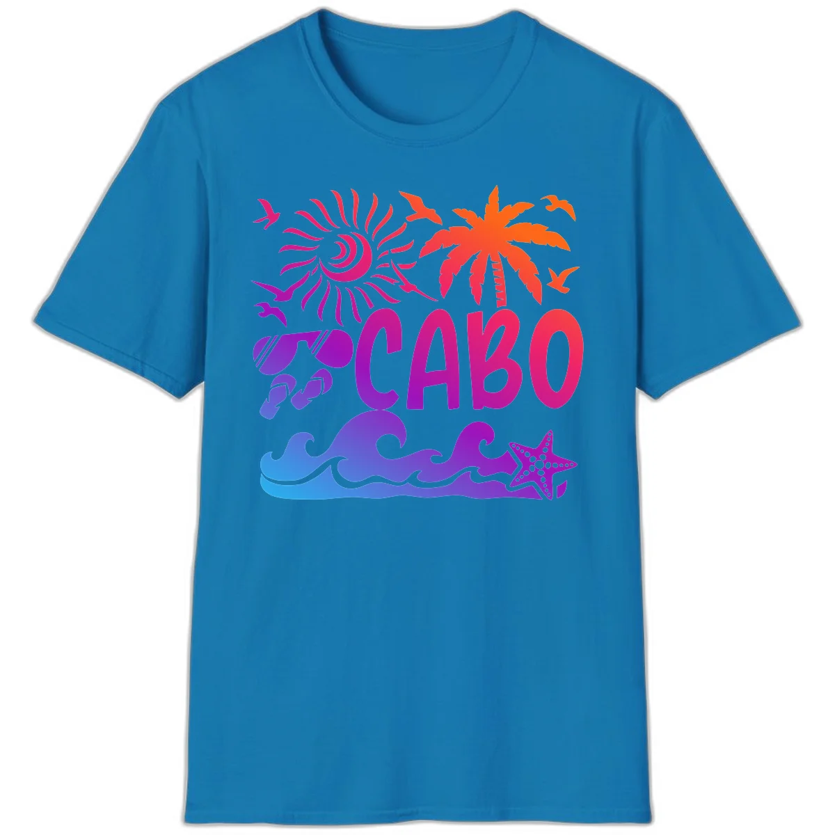 Cabo Tropical Paradise Vibes T-Shirt in Sapphire