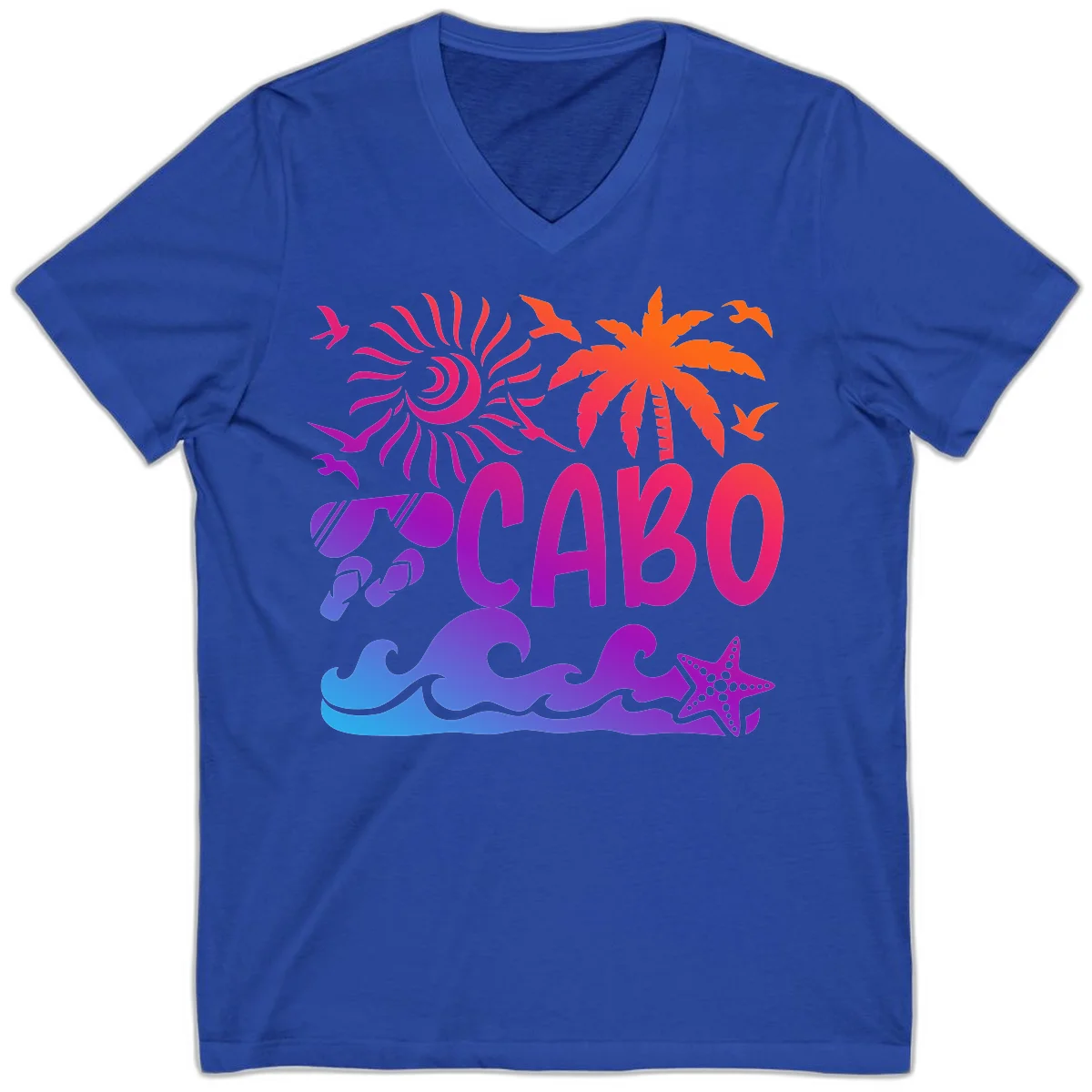 Cabo Tropical Paradise Vibes V-Neck in True Royal