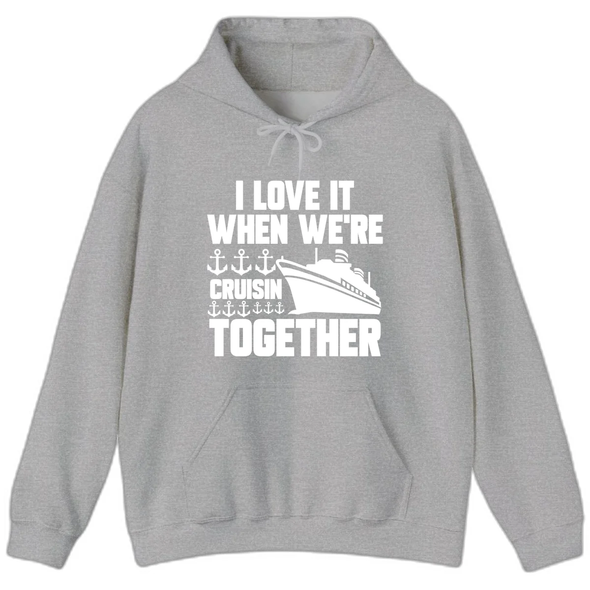 Cruisin' Anchors Together Hoodie in Sport Grey
