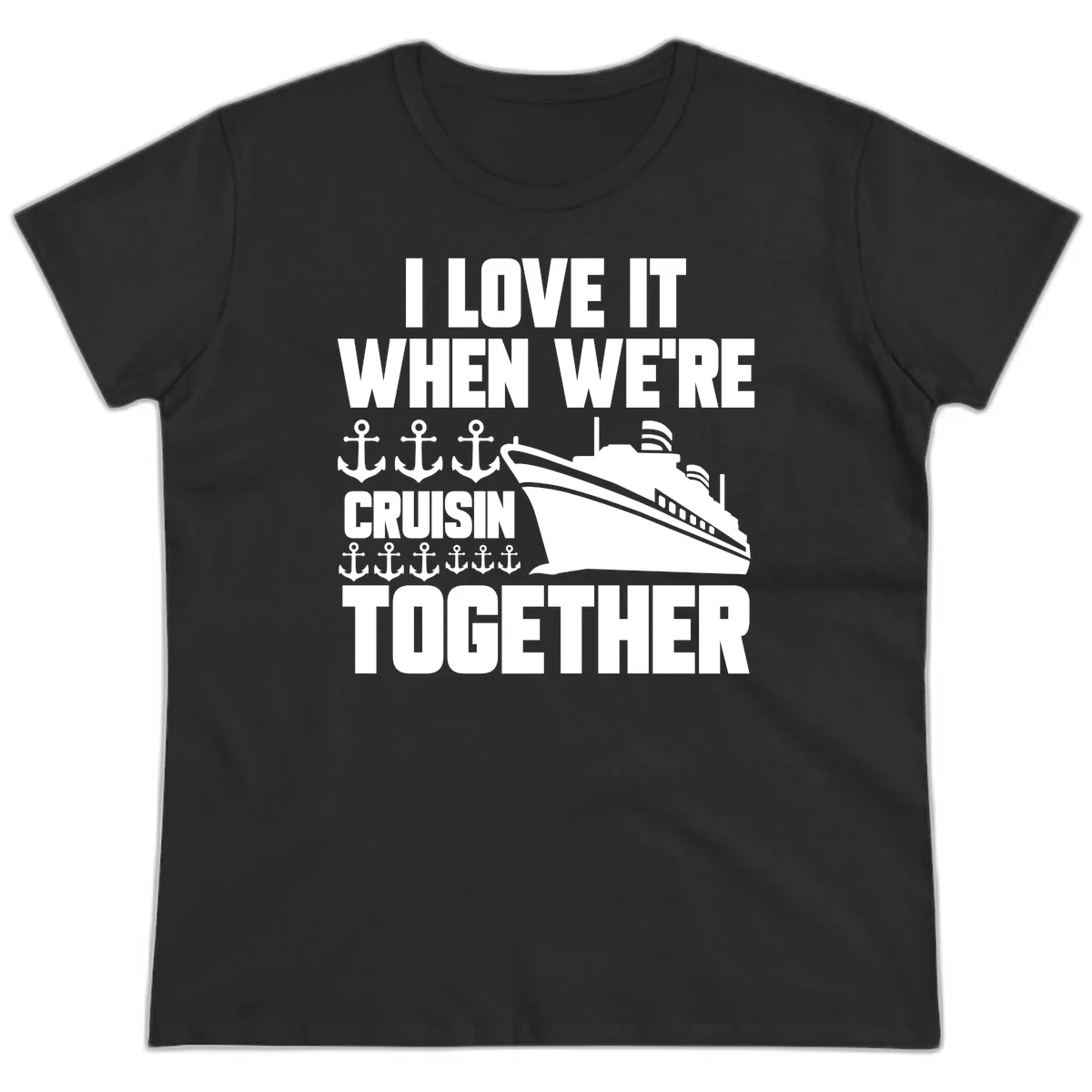 Cruisin' Anchors Together Ladies Tee in Black