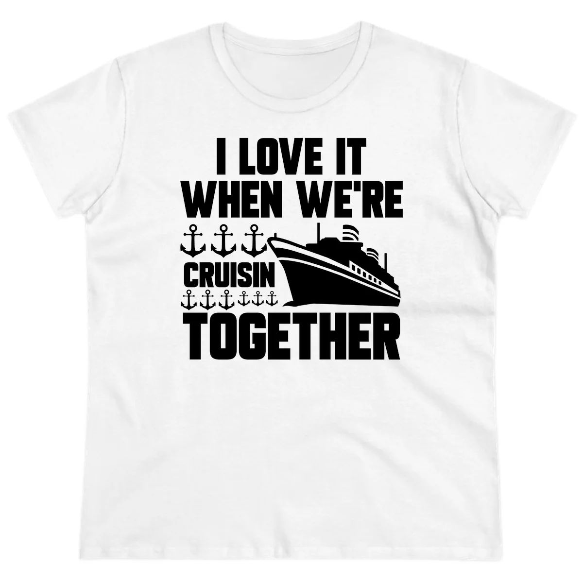 Cruisin' Anchors Together Ladies Tee in White