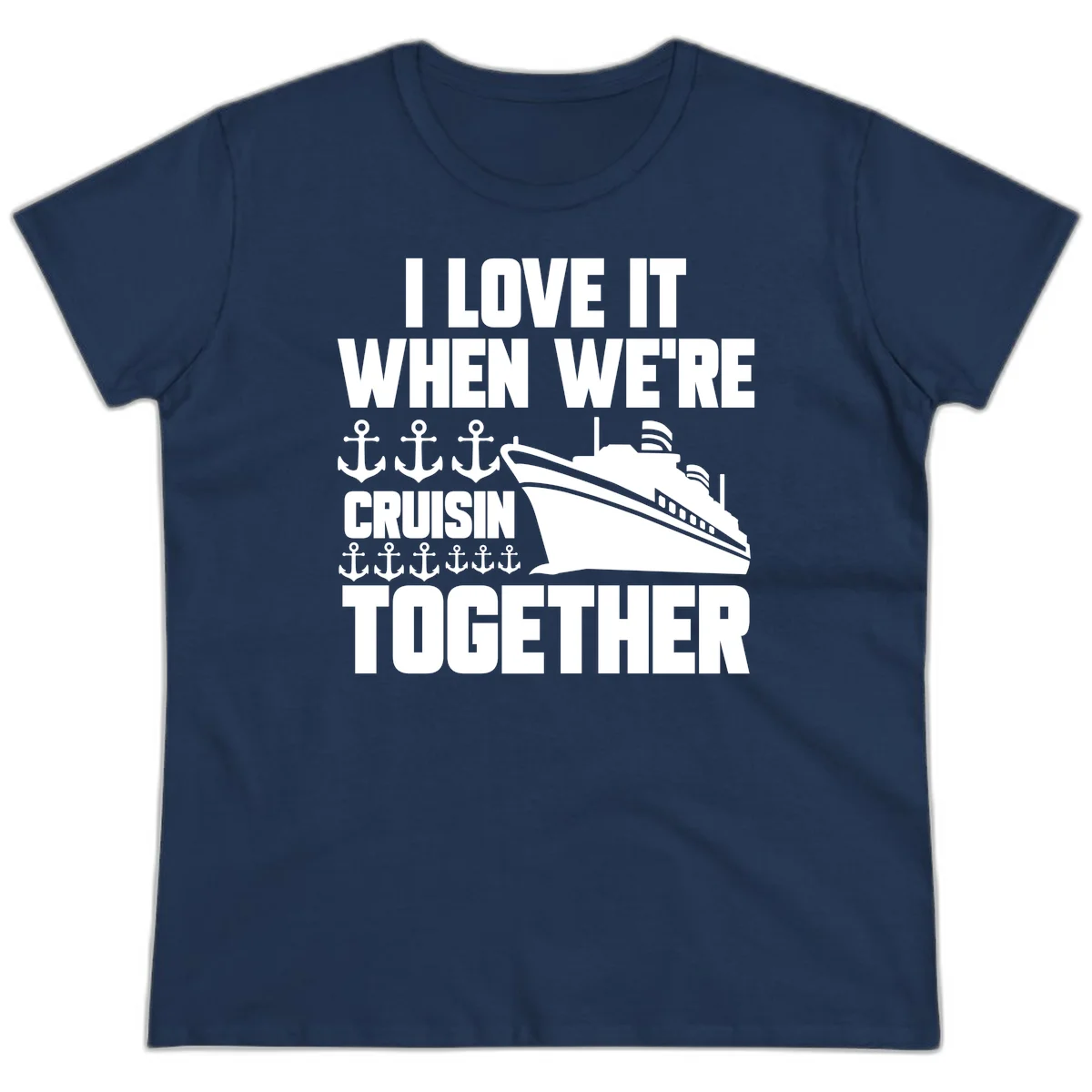 Cruisin' Anchors Together Ladies Tee in Navy