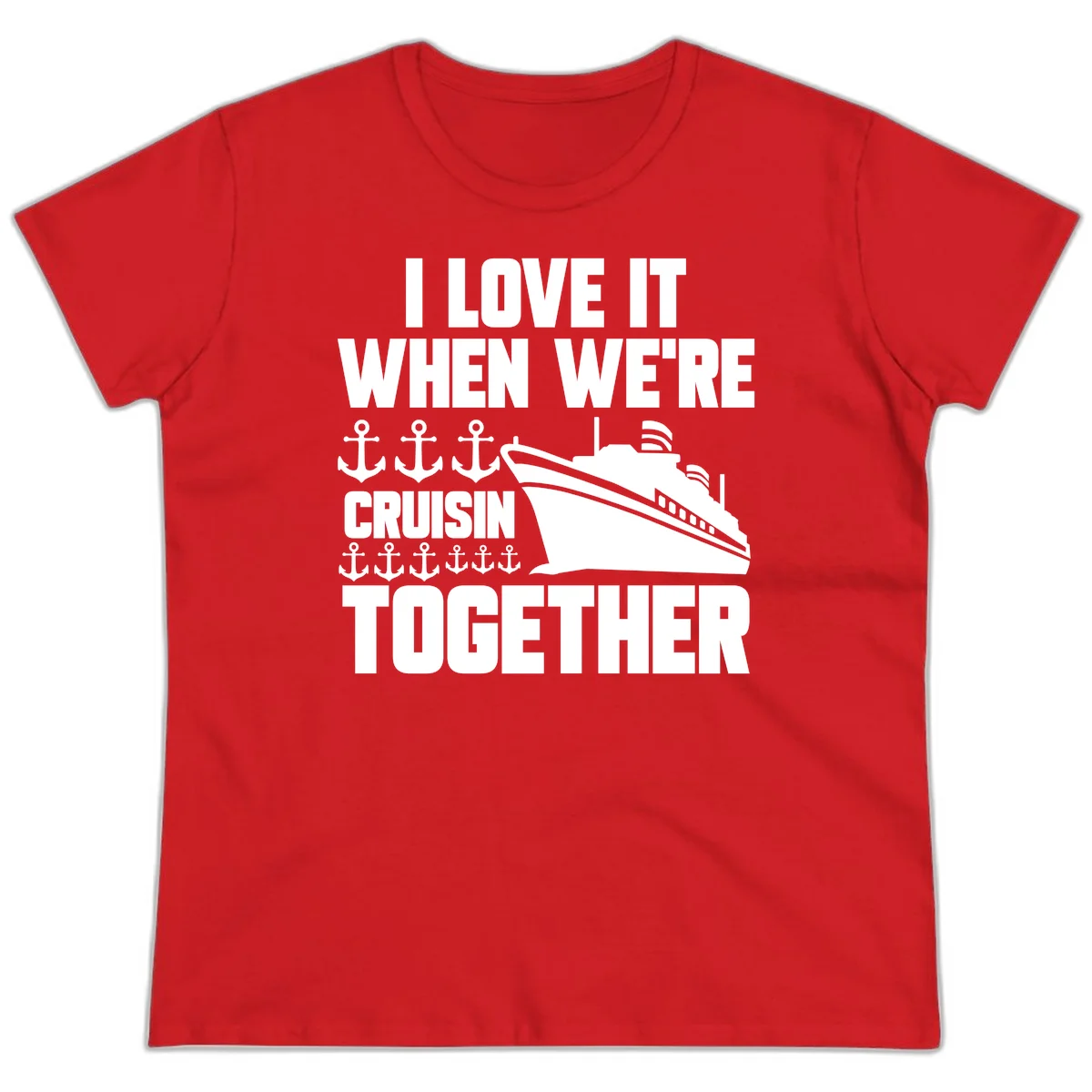 Cruisin' Anchors Together Ladies Tee in Red
