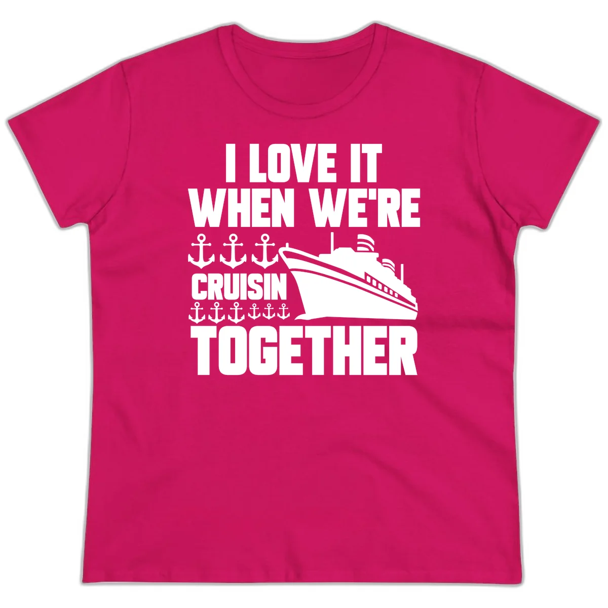 Cruisin' Anchors Together Ladies Tee in Heliconia