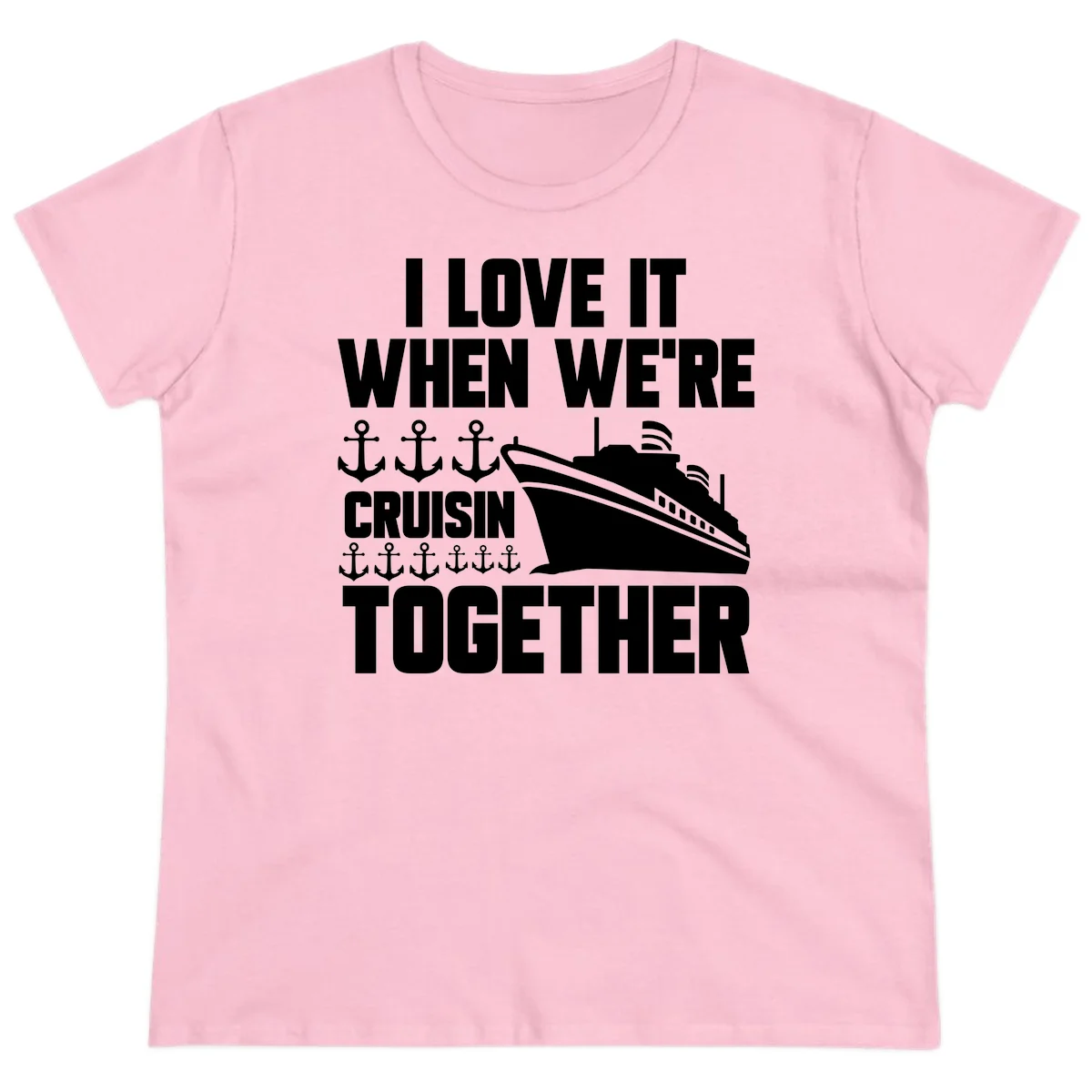 Cruisin' Anchors Together Ladies Tee in Light Pink