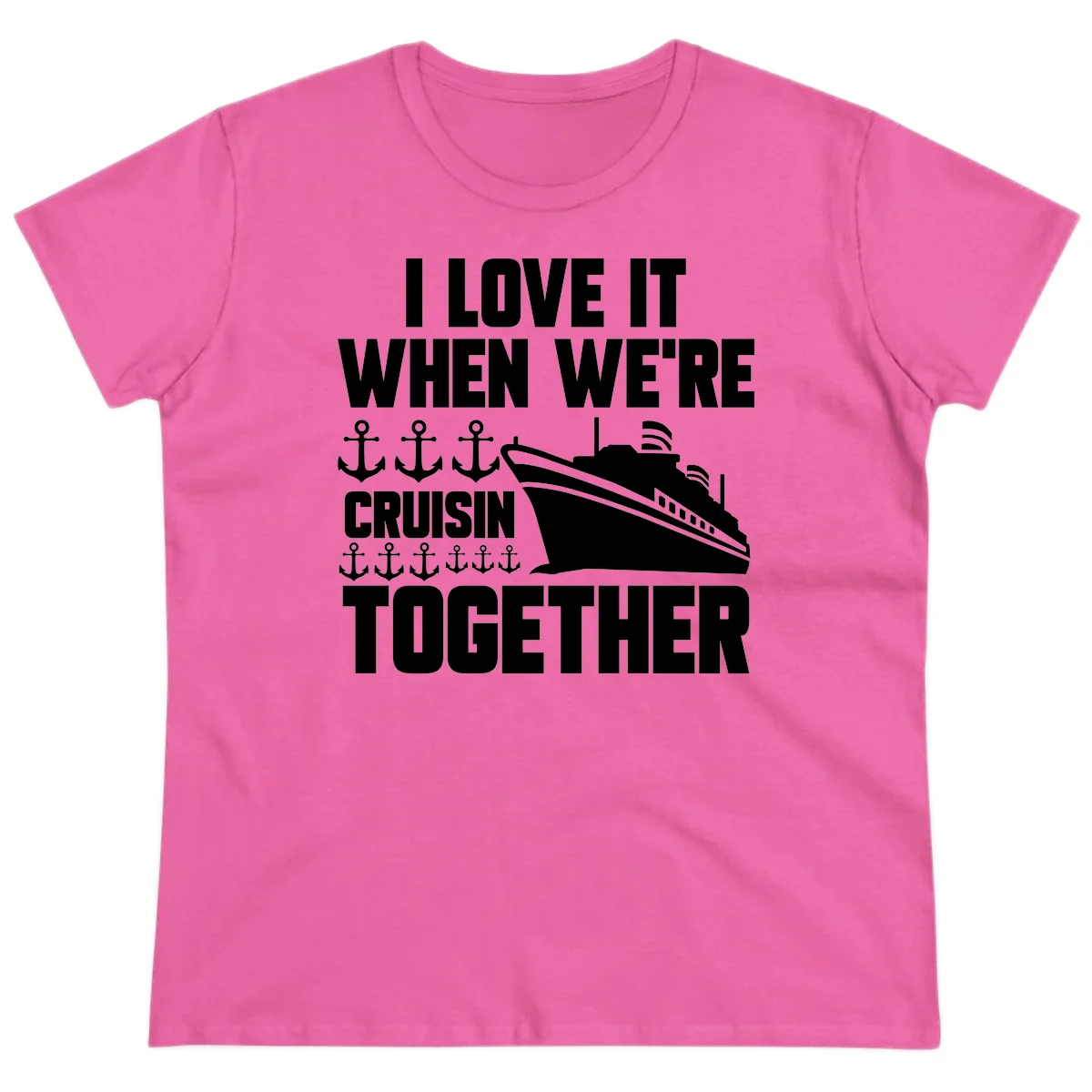 Cruisin' Anchors Together Ladies Tee in Azalea