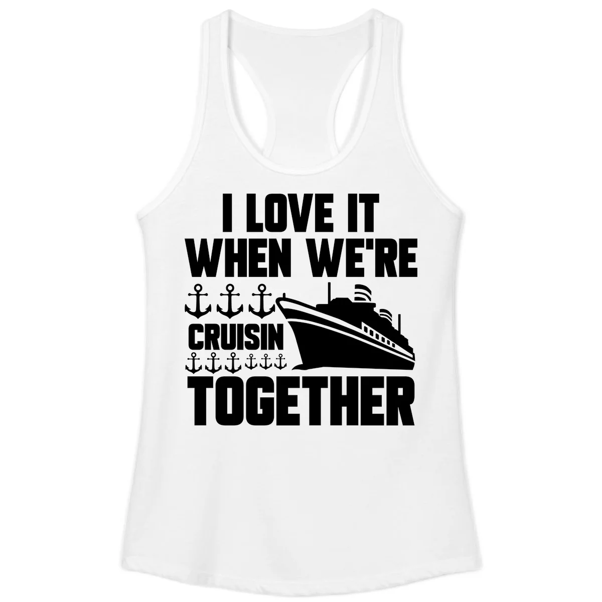 Cruisin' Anchors Together Ladies Tank in White