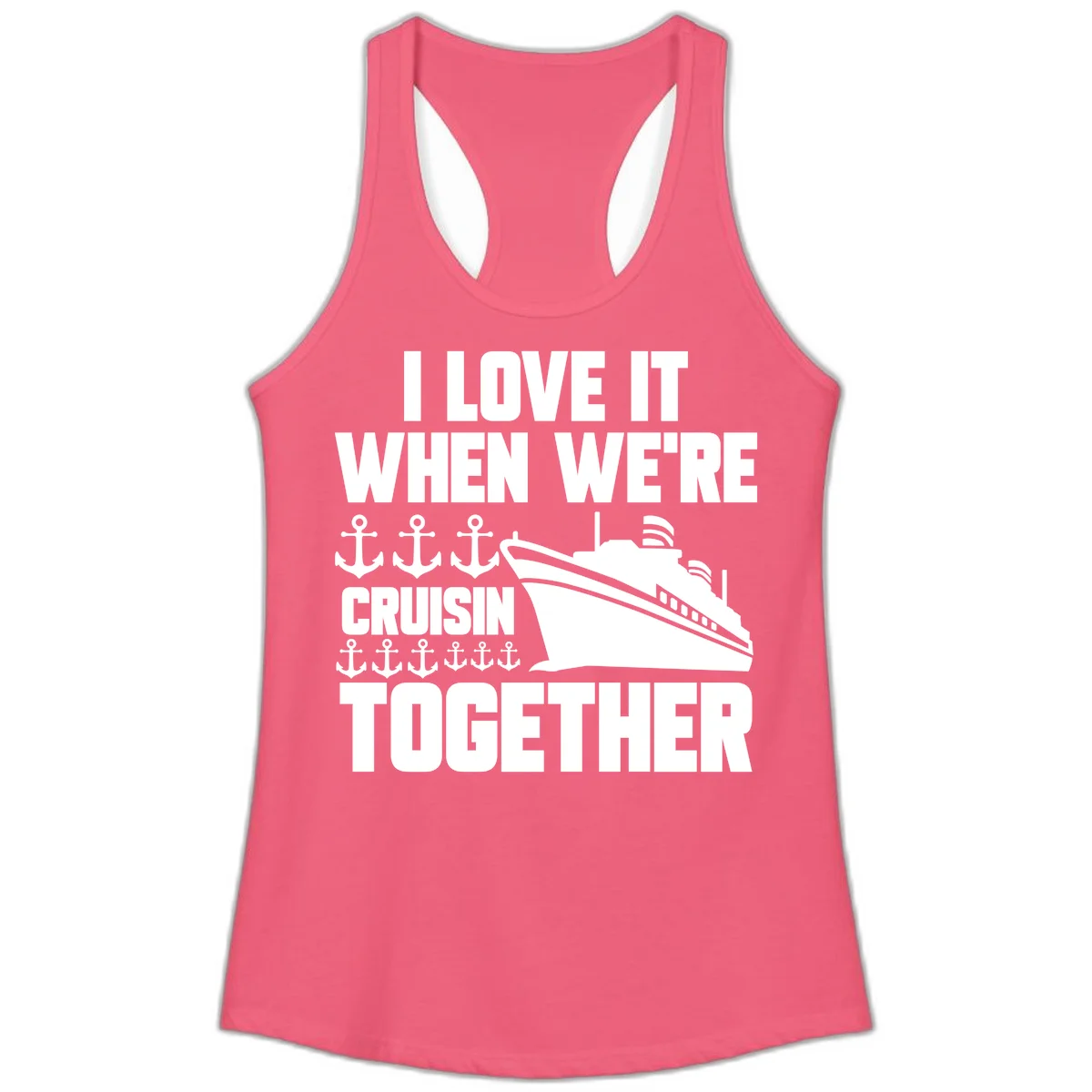 Cruisin' Anchors Together Ladies Tank in Hot Pink