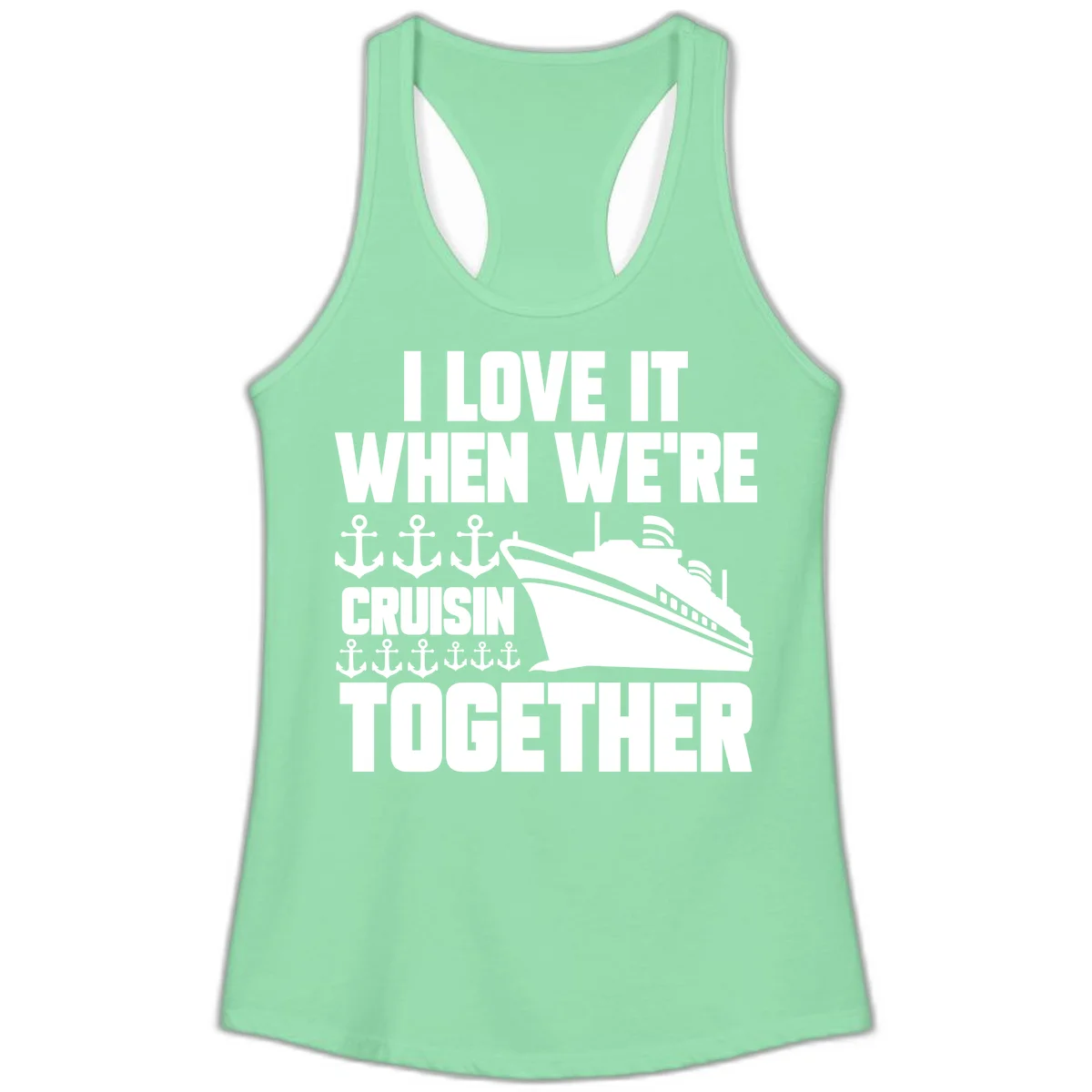 Cruisin' Anchors Together Ladies Tank in Solid Mint