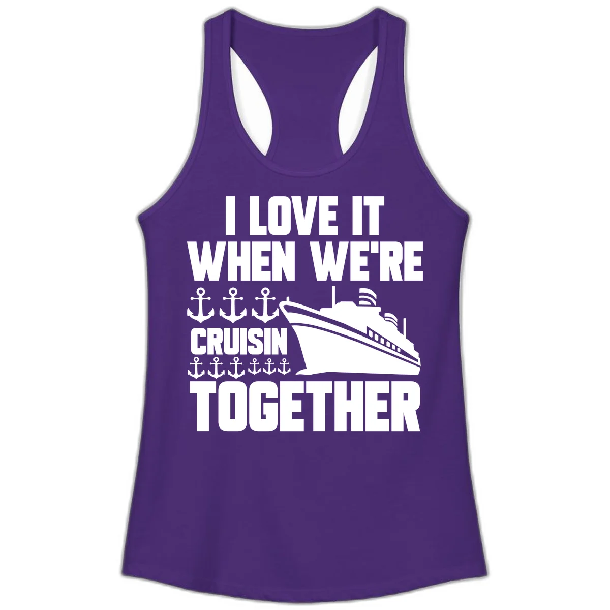 Cruisin' Anchors Together Ladies Tank in Solid Purple Rush