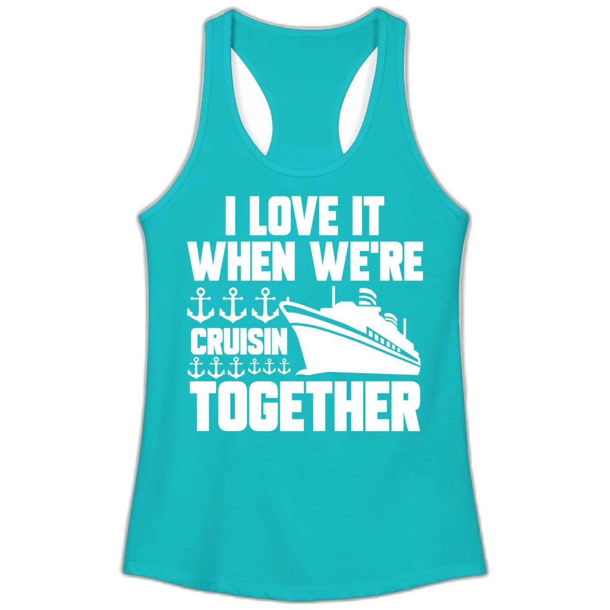 Cruisin' Anchors Together Ladies Tank in Tahiti Blue