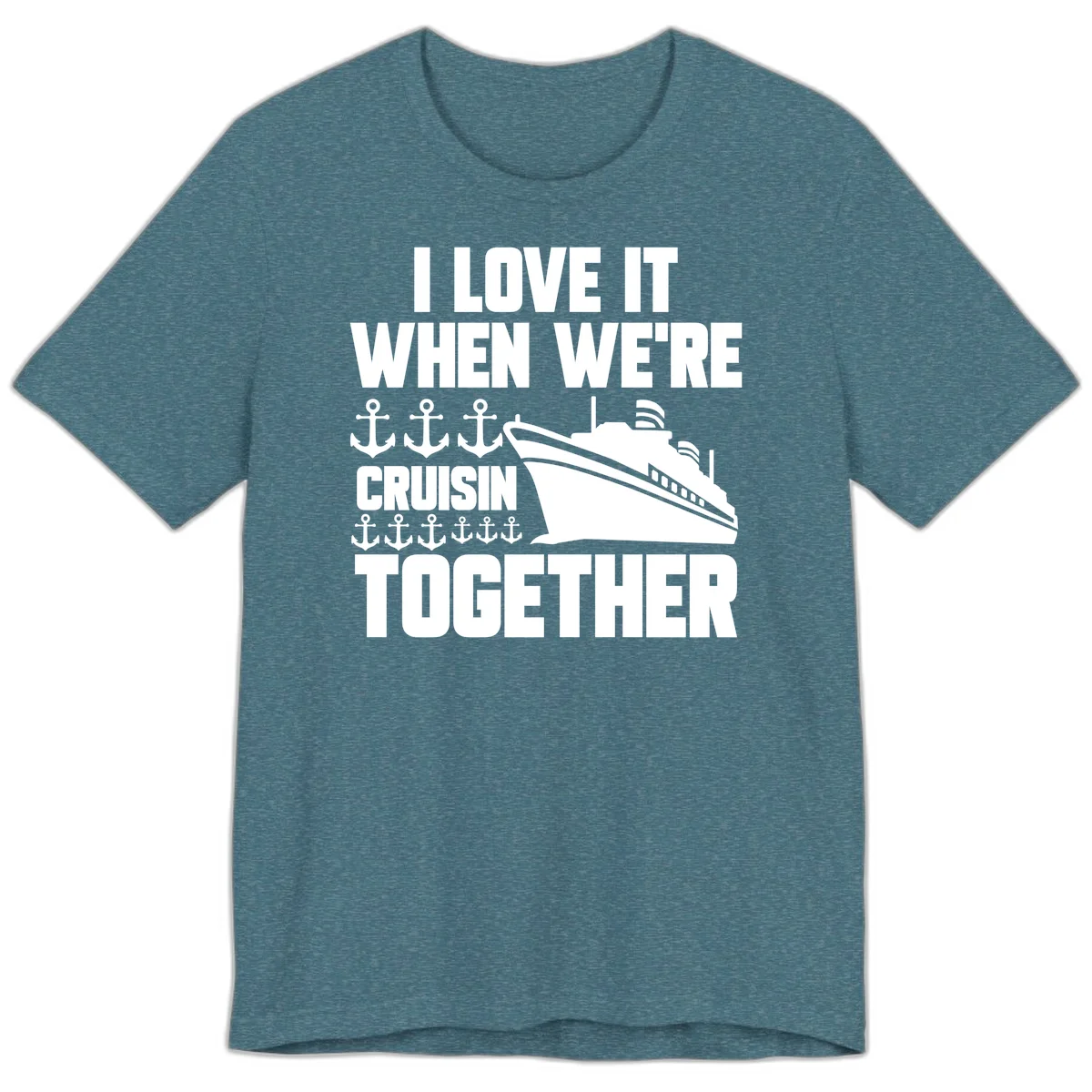 Cruisin' Anchors Together Premium T-Shirt in Heather Deep Teal