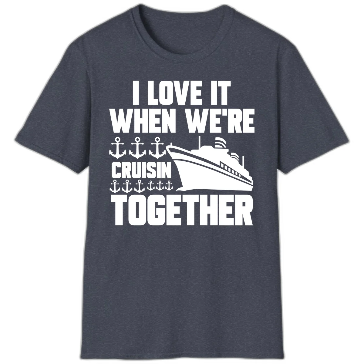 Cruisin' Anchors Together T-Shirt in Heather Navy
