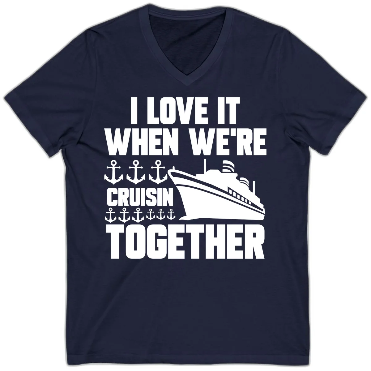 Cruisin' Anchors Together V-Neck in Navy