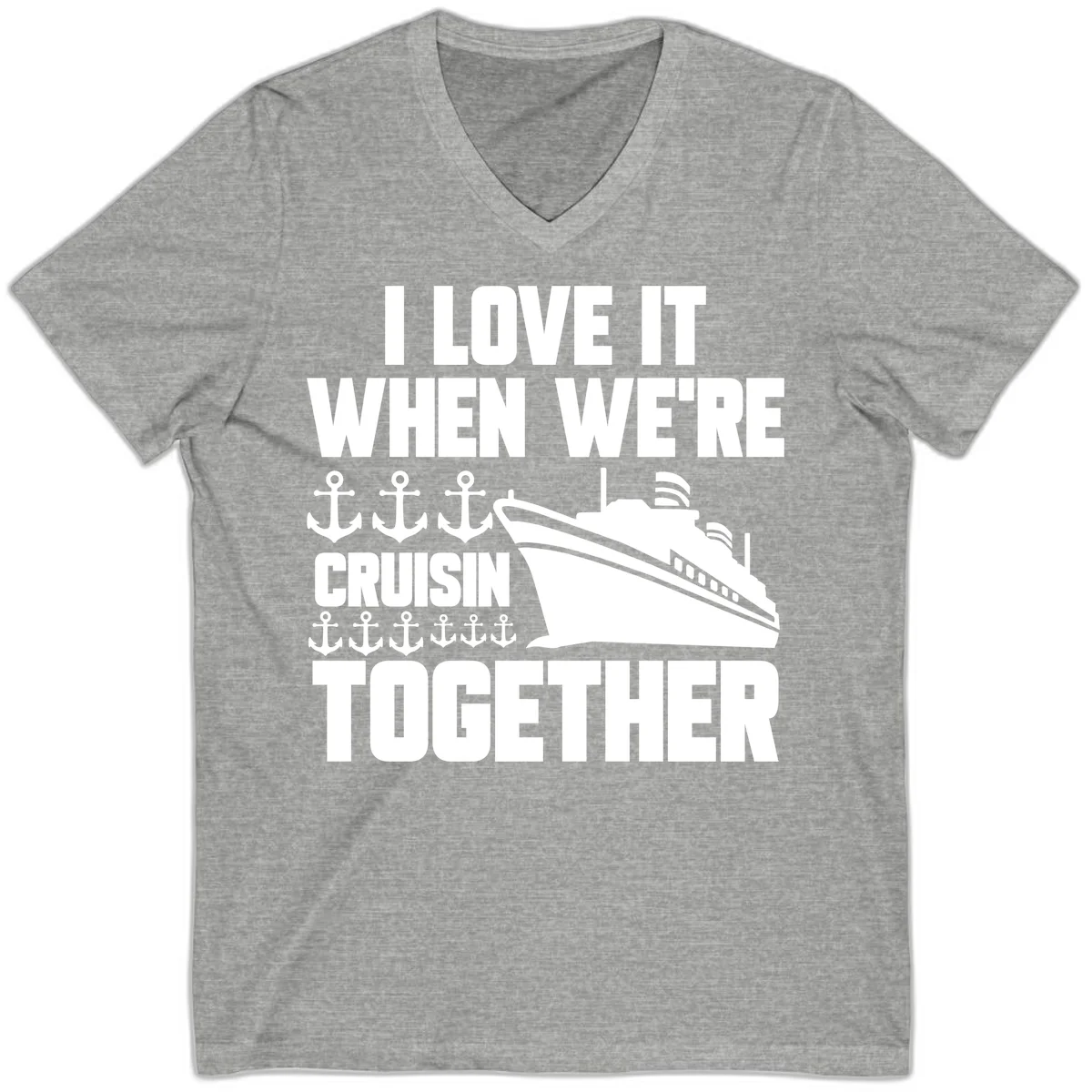 Cruisin' Anchors Together V-Neck in Athletic Heather