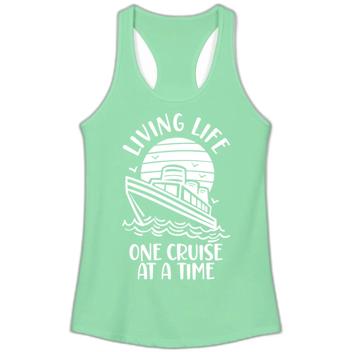 Living Life One Cruise At A Time Ladies Tank in Solid Mint