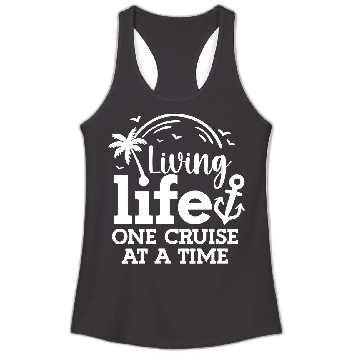 Living Life One Cruise At A Time Ladies Tank in Black
