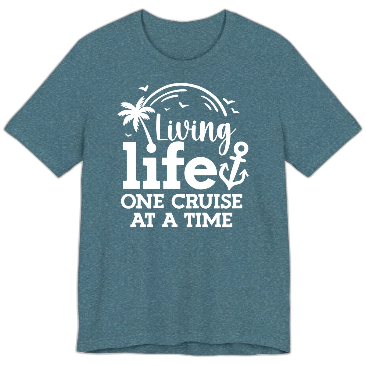Living Life One Cruise At A Time Premium T-Shirt in Heather Deep Teal