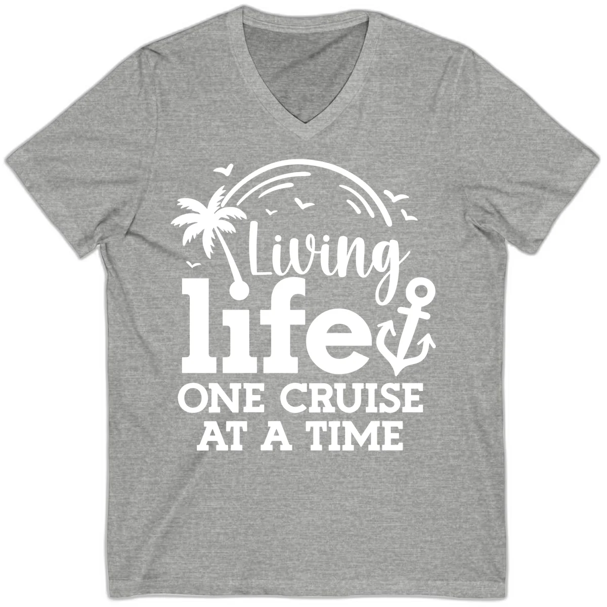 Living Life One Cruise At A Time V-Neck in Athletic Heather