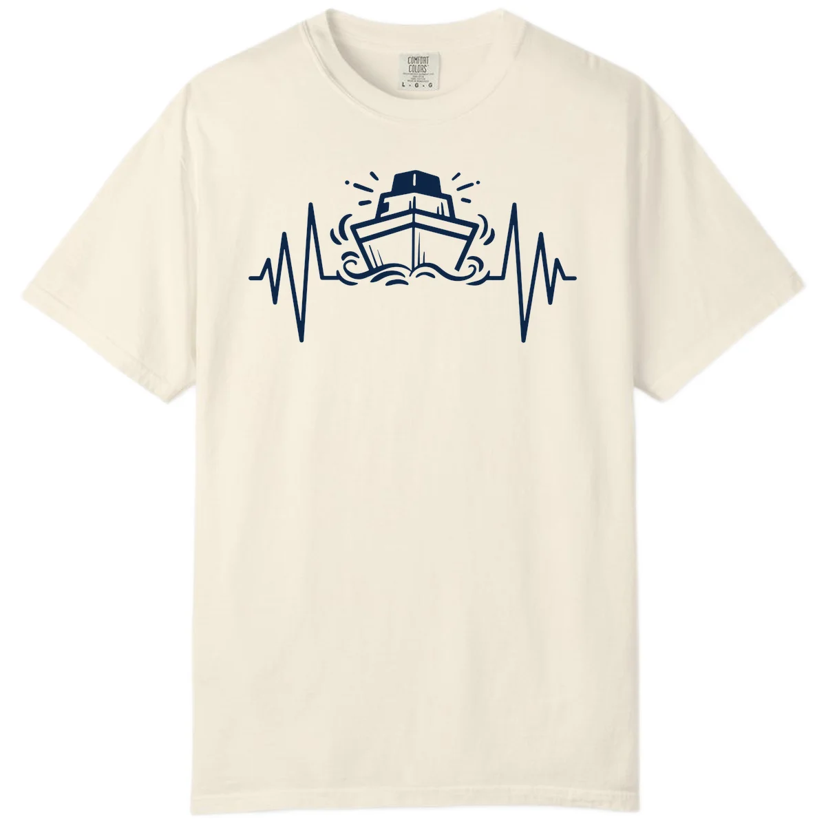 Cruise Ship Heartbeat Comfort Color T-Shirt in Ivory