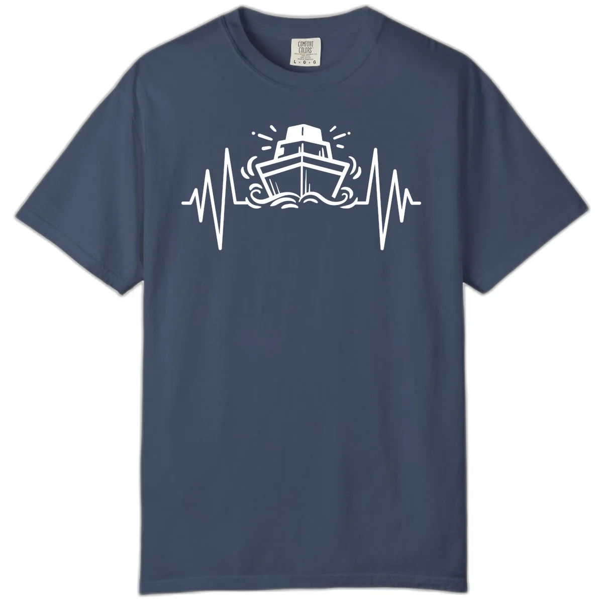 Cruise Ship Heartbeat Comfort Color T-Shirt in Midnight