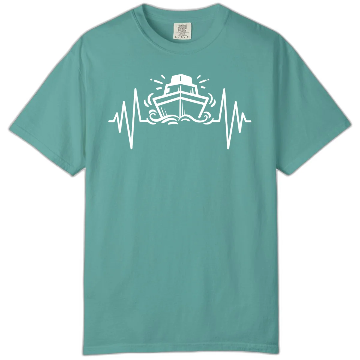 Cruise Ship Heartbeat Comfort Color T-Shirt in Seafoam