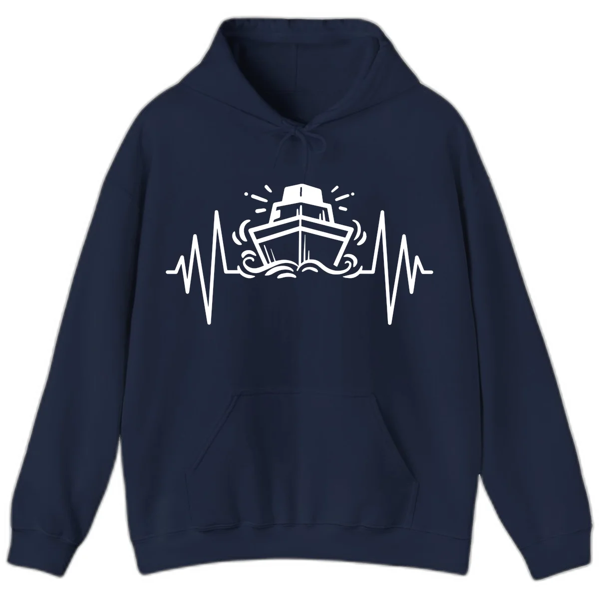Cruise Ship Heartbeat Nautical Vacation Hoodie in Navy