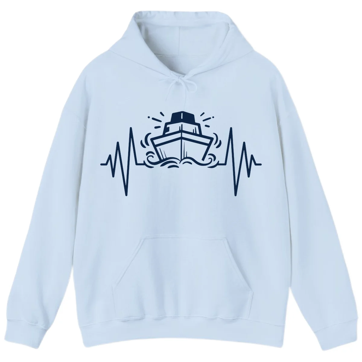 Cruise Ship Heartbeat Nautical Vacation Hoodie in Light Blue