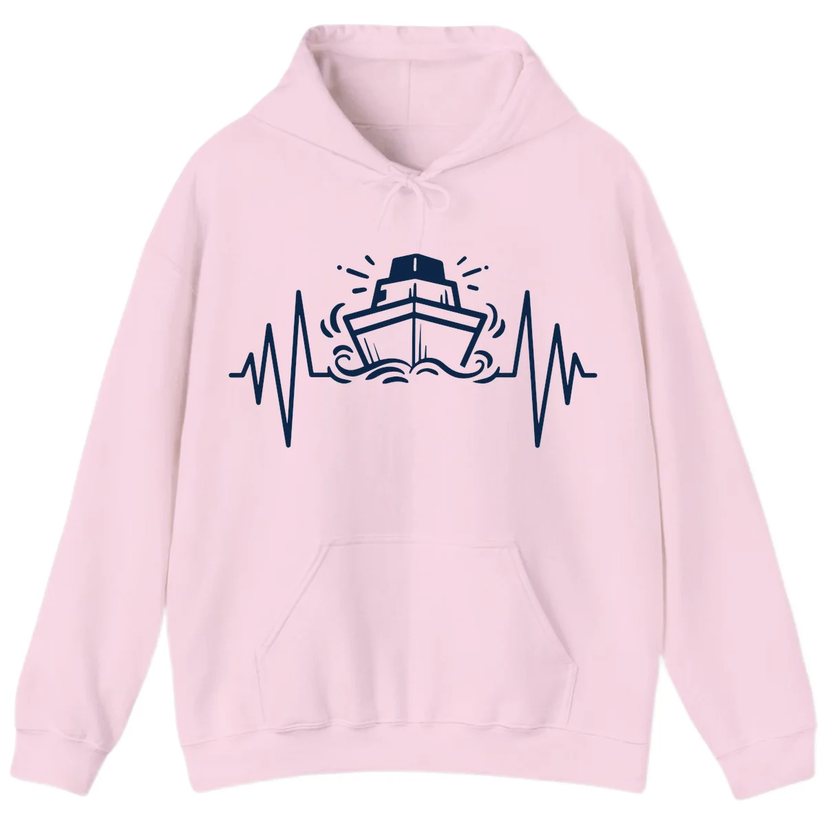Cruise Ship Heartbeat Nautical Vacation Hoodie in Light Pink