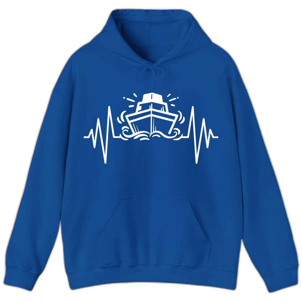 Cruise Ship Heartbeat Nautical Vacation Hoodie in Royal