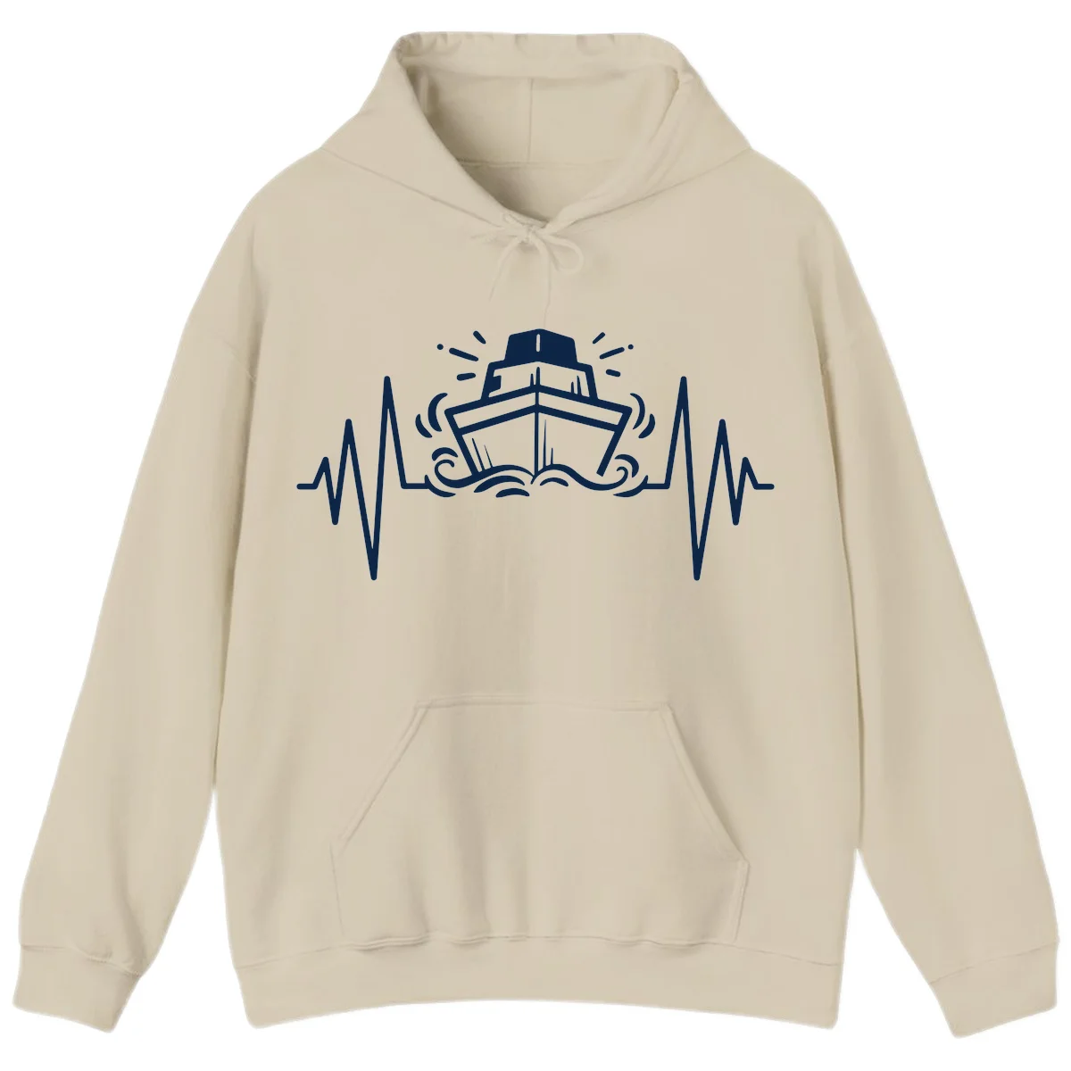 Cruise Ship Heartbeat Nautical Vacation Hoodie in Sand