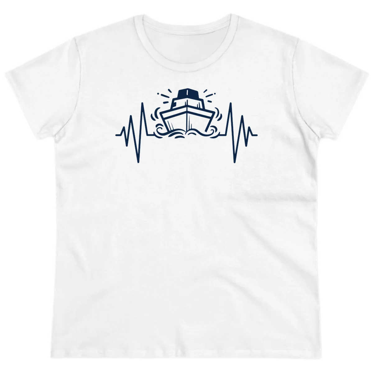 Cruise Ship Heartbeat Ladies Fit T-Shirt in White