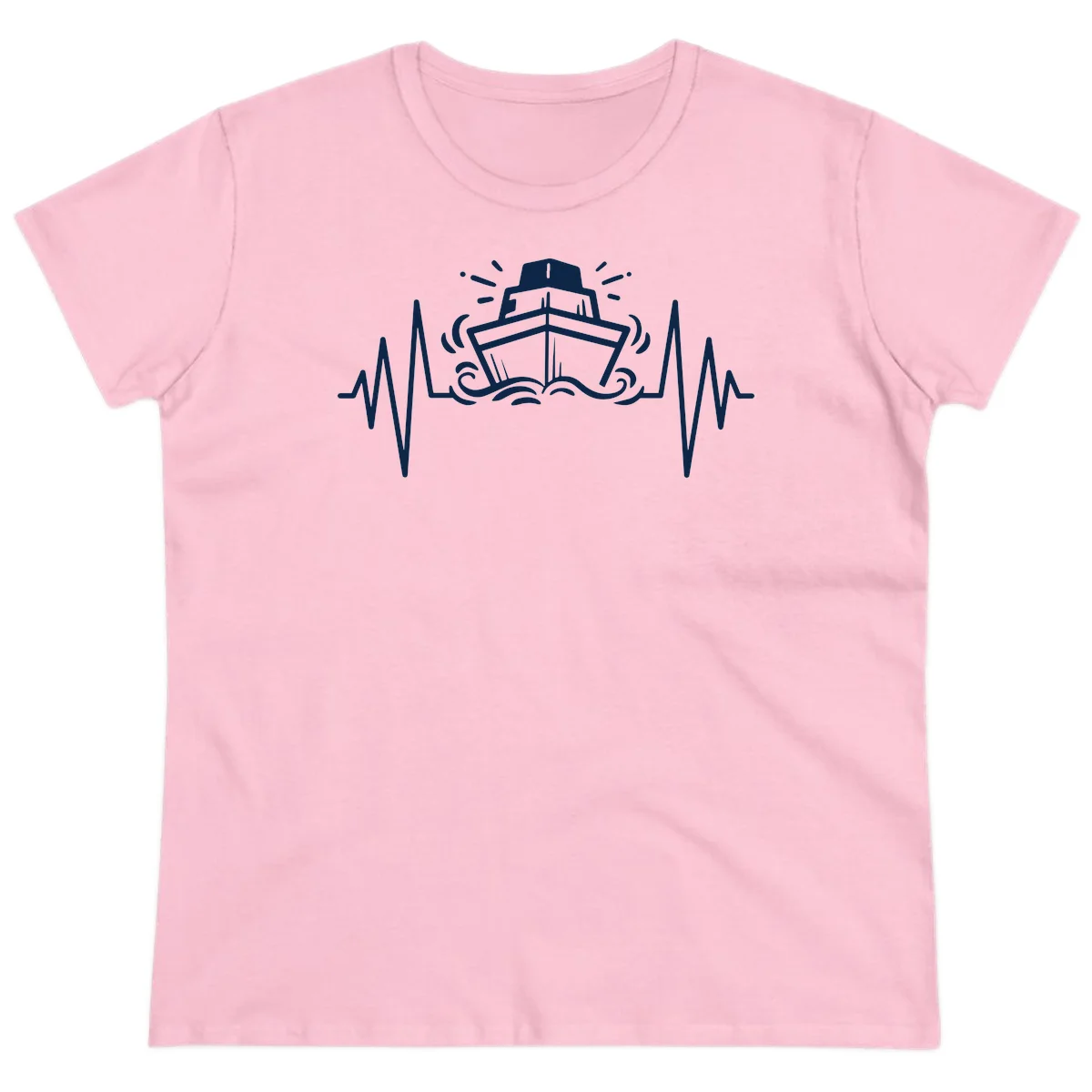 Cruise Ship Heartbeat Ladies Fit T-Shirt in Light Pink