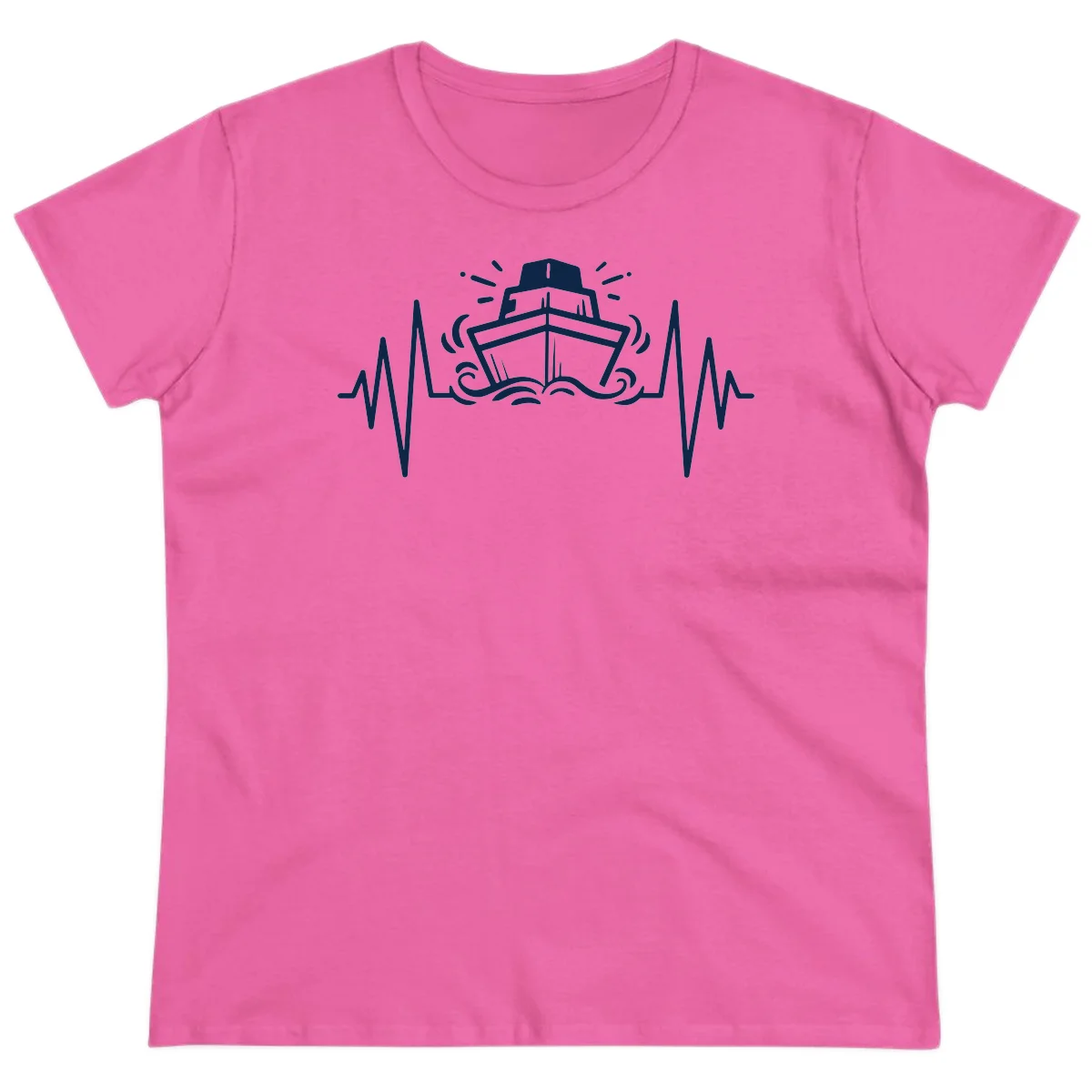 Cruise Ship Heartbeat Ladies Fit T-Shirt in Azalea
