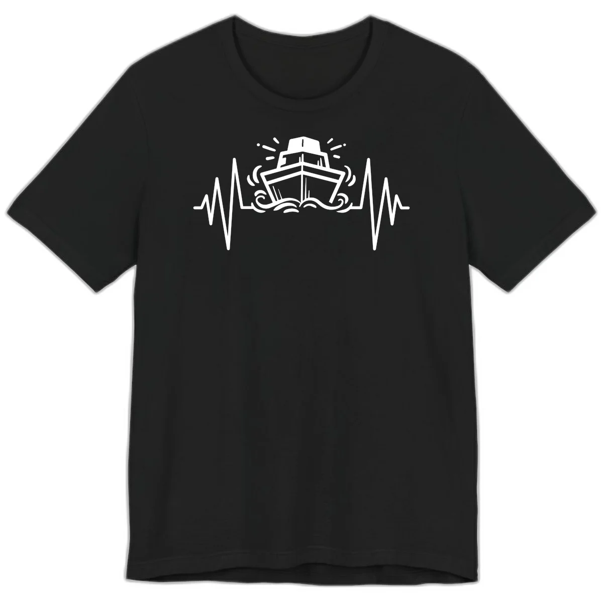 Cruise Ship Heartbeat Nautical Ocean Premium T-Shirt in Black