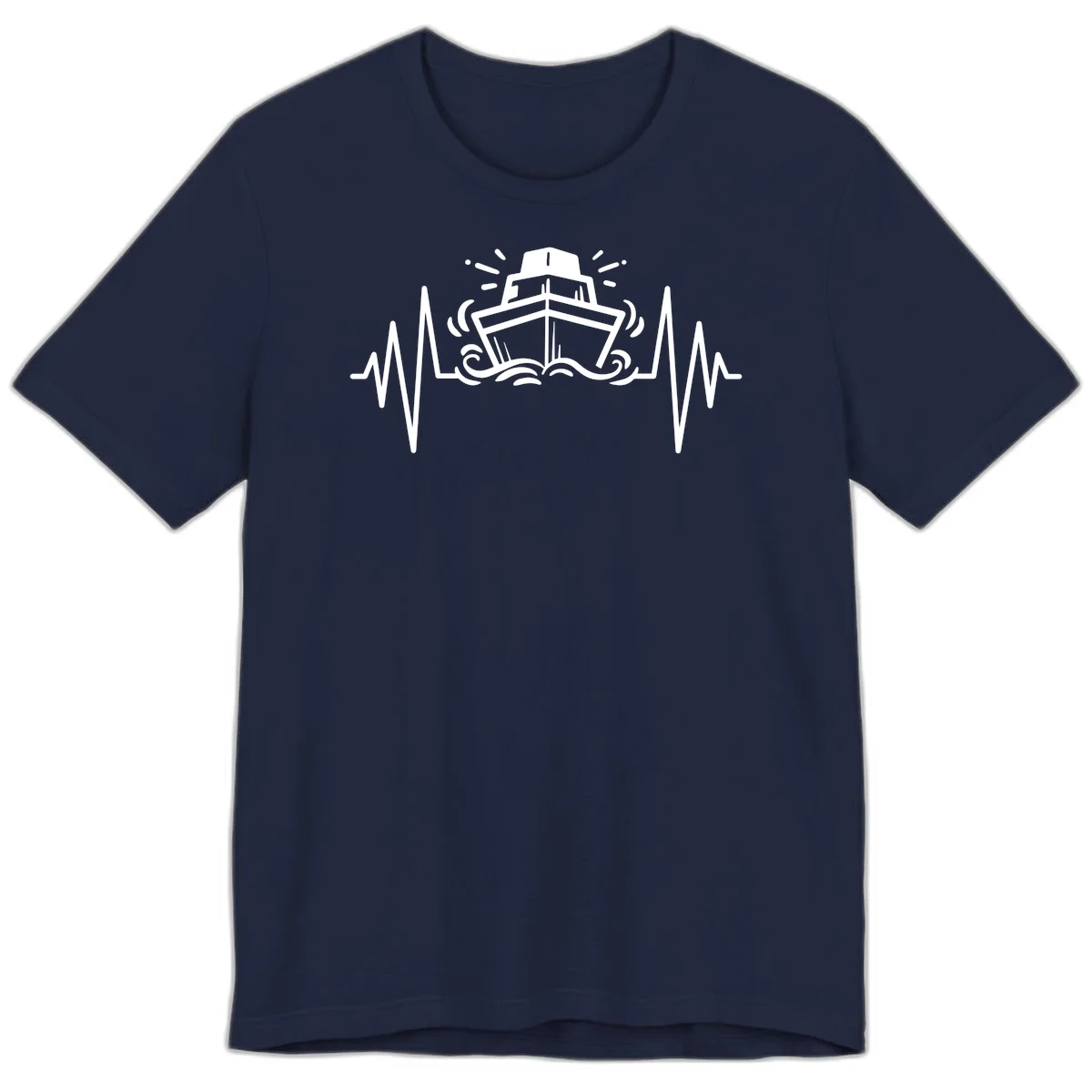 Cruise Ship Heartbeat Nautical Ocean Premium T-Shirt in Navy