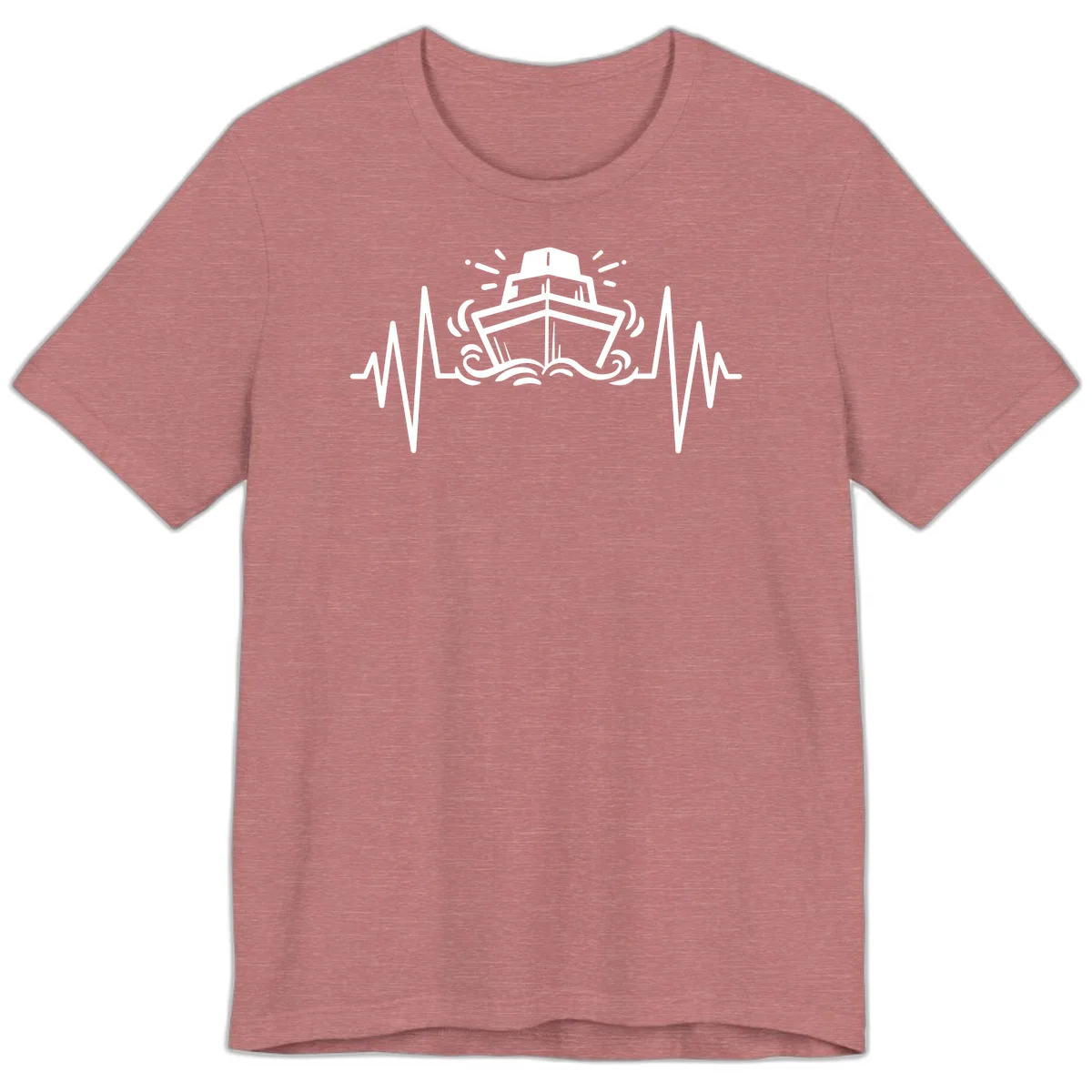 Cruise Ship Heartbeat Nautical Ocean Premium T-Shirt in Heather Mauve