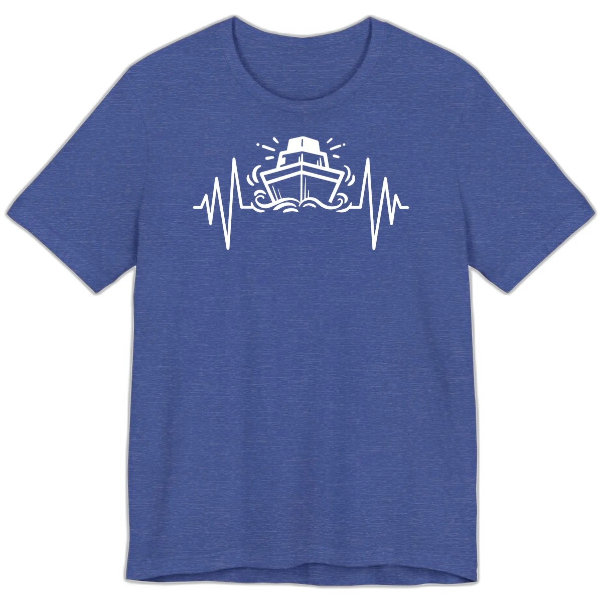 Cruise Ship Heartbeat Nautical Ocean Premium T-Shirt in Heather True Royal