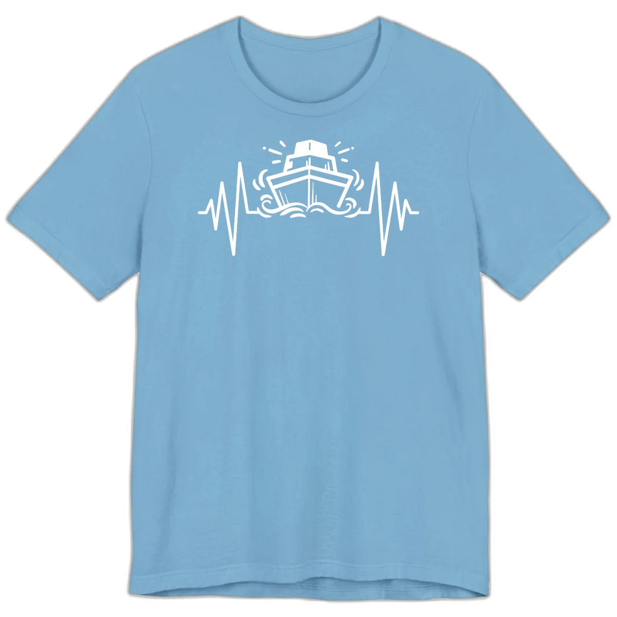 Cruise Ship Heartbeat Nautical Ocean Premium T-Shirt in Ocean Blue