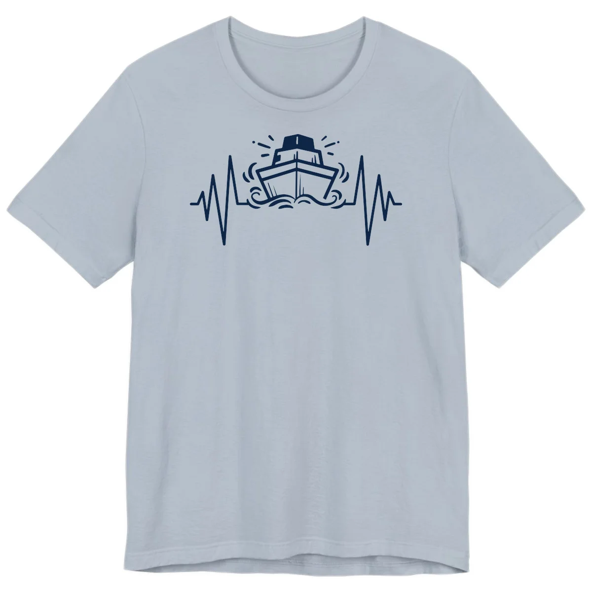 Cruise Ship Heartbeat Nautical Ocean Premium T-Shirt in Light Blue