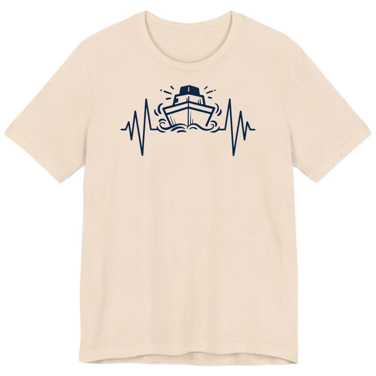 Cruise Ship Heartbeat Nautical Ocean Premium T-Shirt in Soft Cream