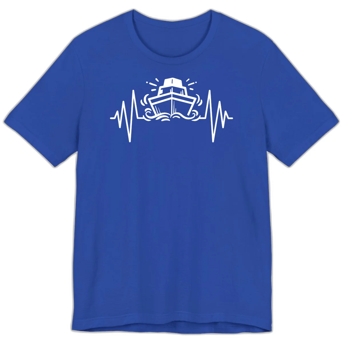 Cruise Ship Heartbeat Nautical Ocean Premium T-Shirt in True Royal