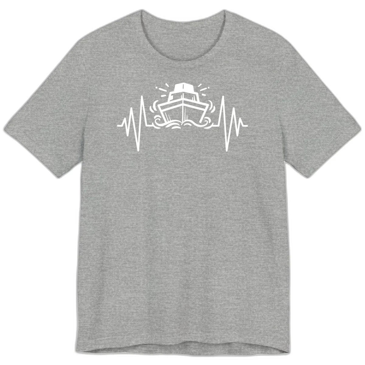 Cruise Ship Heartbeat Nautical Ocean Premium T-Shirt in Athletic Heather
