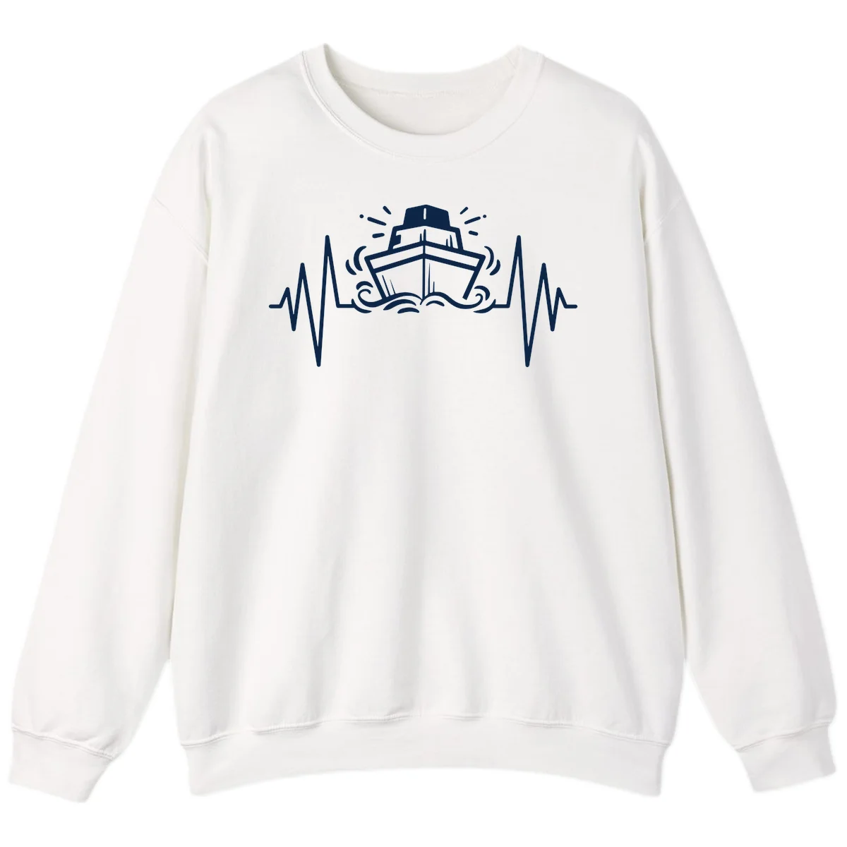 Cruise Ship Heartbeat Crewneck Sweatshirt in White