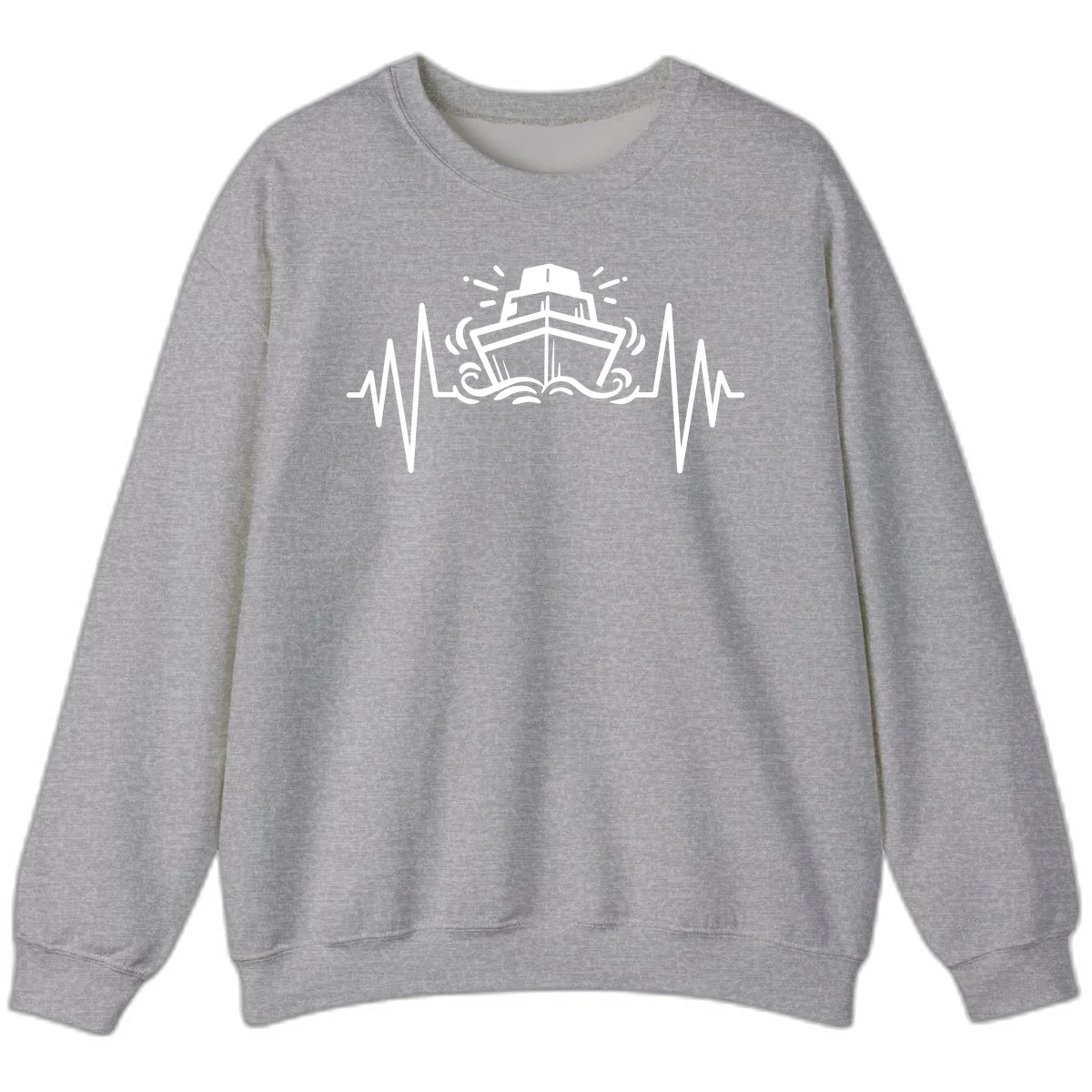 Cruise Ship Heartbeat Crewneck Sweatshirt in Sport Grey