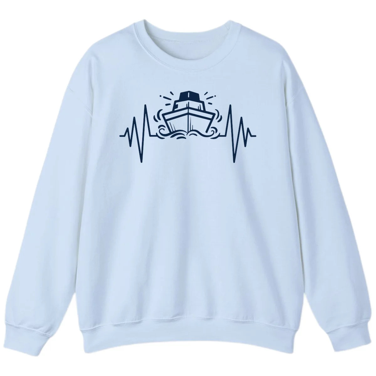 Cruise Ship Heartbeat Crewneck Sweatshirt in Light Blue