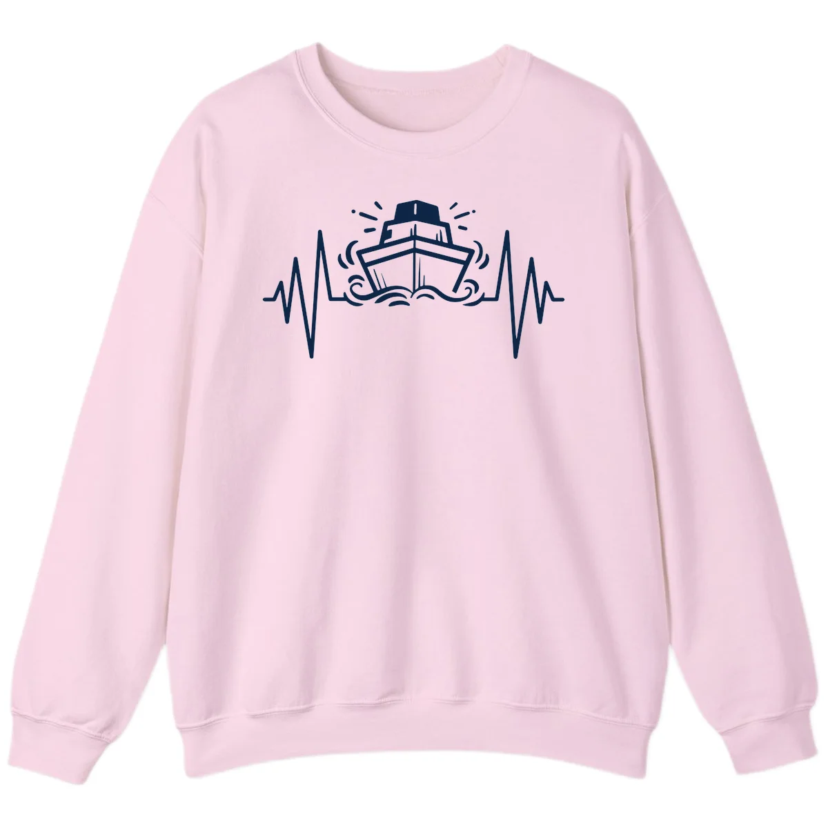 Cruise Ship Heartbeat Crewneck Sweatshirt in Light Pink