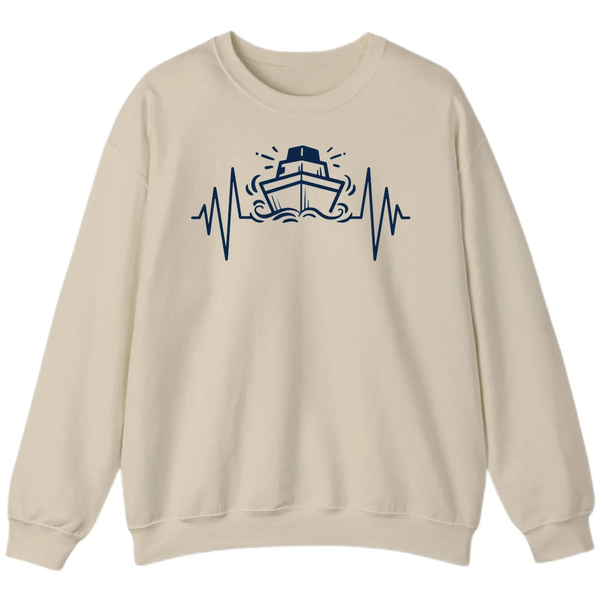 Cruise Ship Heartbeat Crewneck Sweatshirt in Sand
