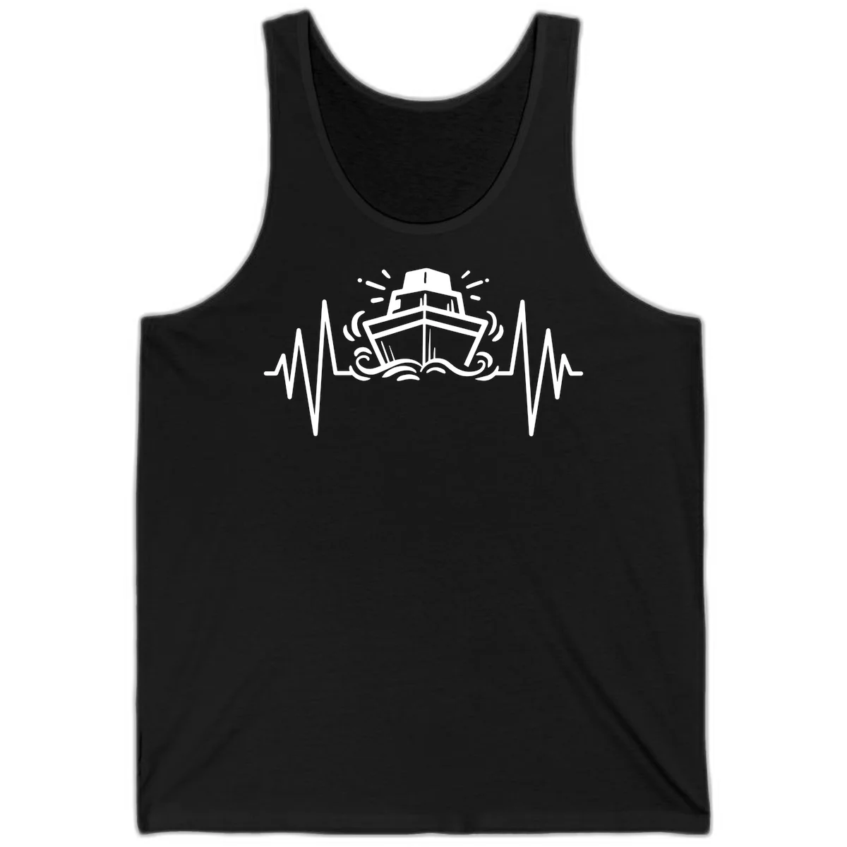 Cruise Ship Heartbeat Nautical Vacation Tank Top in Black