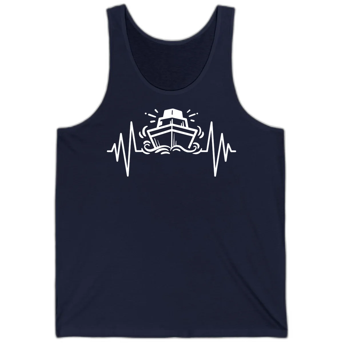 Cruise Ship Heartbeat Nautical Vacation Tank Top in Navy